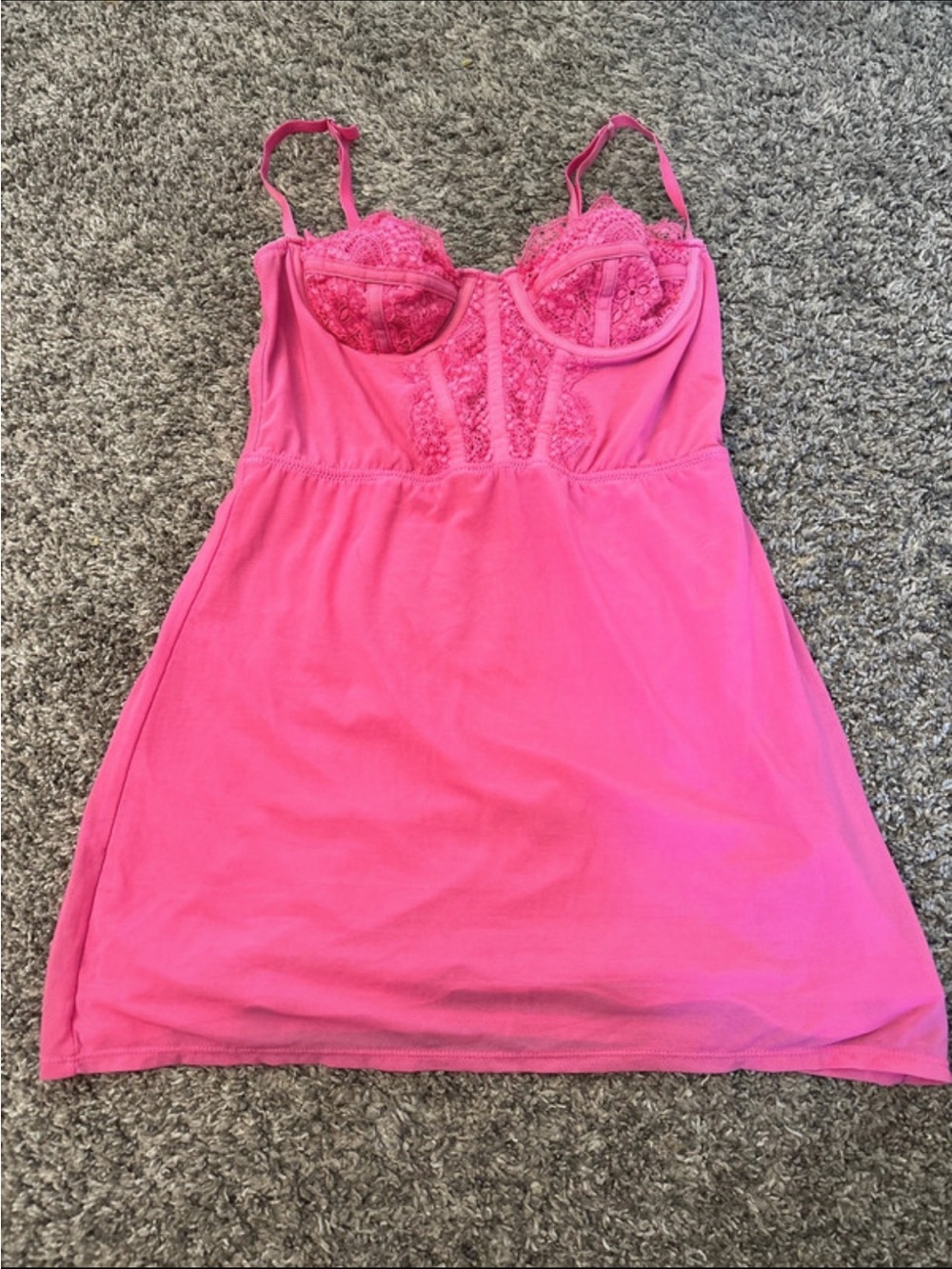 Urban Outfitters Pink Lace-Trim Chemise Mini Dress